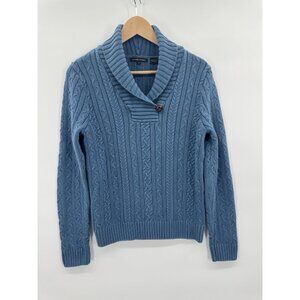 Vintage Jeanne Pierre Womens Medium Sweater Cable Knit Shawl Collar Fisherman